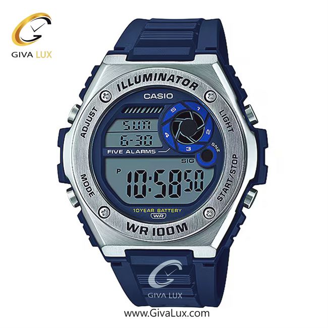 ساعت مچی اورجینال مردانه کاسیو Casio نقره ای | آبی| آبی| کد رفرنس MWD-100H-2AVDF