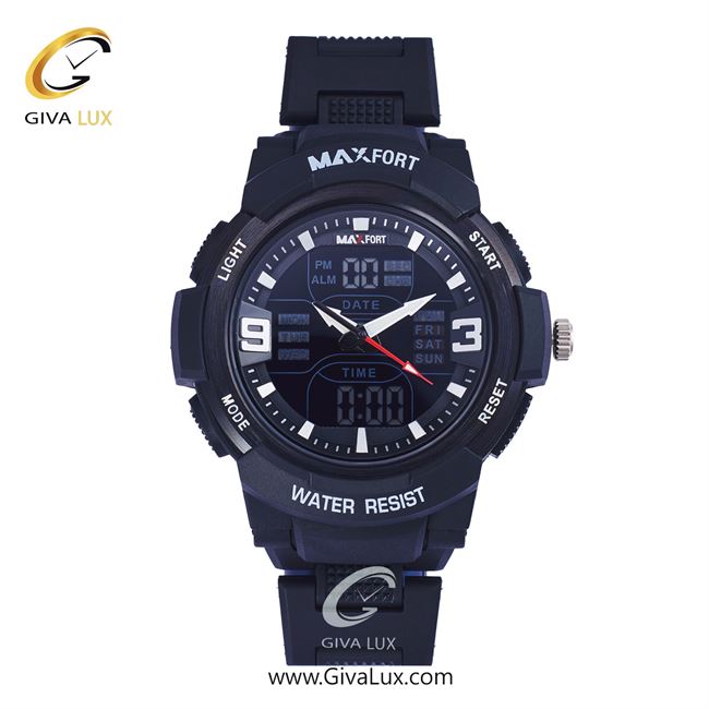 ساعت مچی اورجینال مکس فورت (MAXFORT) مردانه دو زمانه مشکی/ مشکی/ مشکی -  MX-1912/B