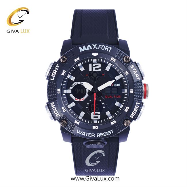 ساعت مچی اورجینال مکس فورت (MAXFORT) مردانه دو زمانه مشکی/ مشکی/ مشکی -  MX-8039/B