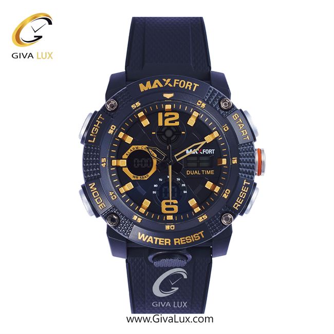 ساعت مچی اورجینال مکس فورت (MAXFORT) اسپرت دو زمانه مشکی/ مشکی/ مشکی -  MX-8039/BG