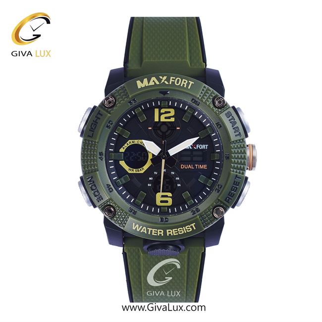 ساعت مچی اورجینال مکس فورت (MAXFORT) اسپرت دو زمانه سبز/ سبز/ مشکی -  MX-8039/GR