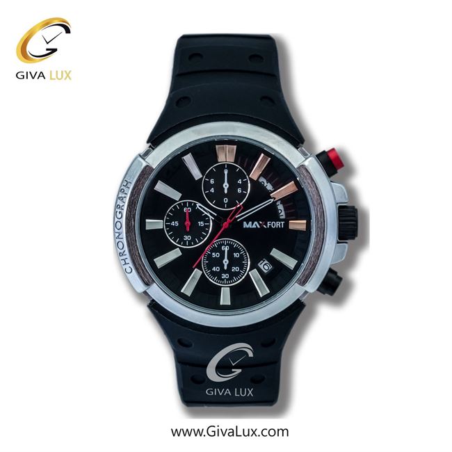 ساعت مچی اورجینال مردانه مکس فورت (MAXFORT) سه موتوره کرنوگراف نقره ای | تیتانیوم(زغالی)| دودی|تیتانیوم| کد رفرنس MX113-0-0