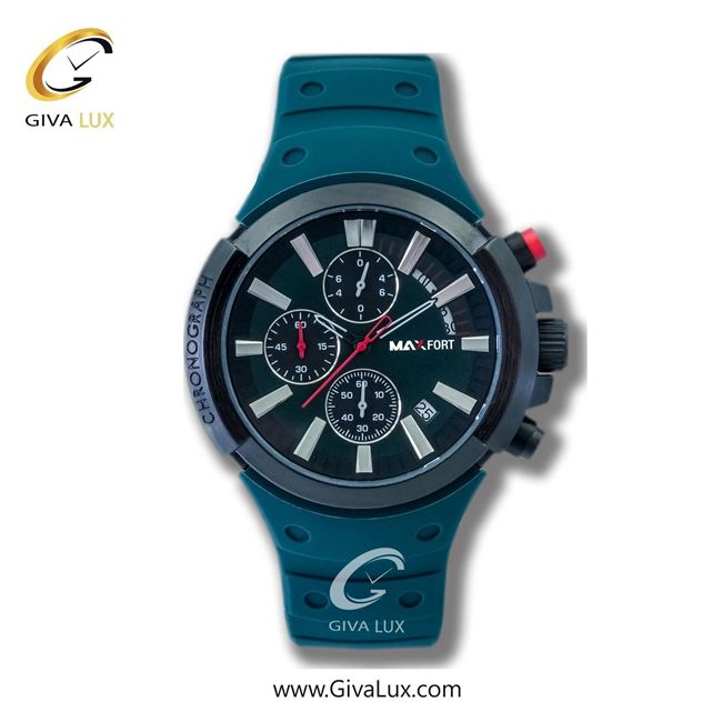 ساعت مچی اورجینال مردانه مکس فورت (MAXFORT) سه موتوره کرنوگراف تیتانیوم | سبزآبی| سبزآبی| کد رفرنس MX113-1-0