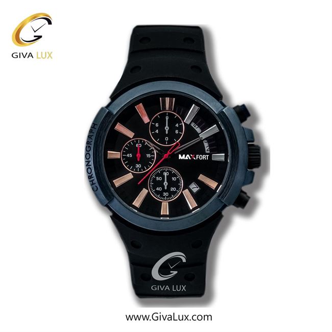 ساعت مچی اورجینال مردانه مکس فورت (MAXFORT) سه موتوره کرنوگراف تیتانیوم | مشکی| مشکی| کد رفرنس MX113-2-0