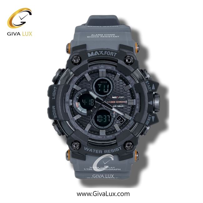 ساعت مچی اورجینال مردانه مکس فورت (MAXFORT) دو زمانه تیتانیوم | طوسی| دودی|تیتانیوم| کد رفرنس MX1802-0-0