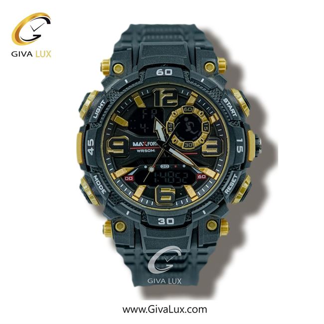 ساعت مچی اورجینال مردانه-اسپرت مکس فورت (MAXFORT) دو زمانه طوسی | طوسی| مشکی| کد رفرنس MX1921-2-0