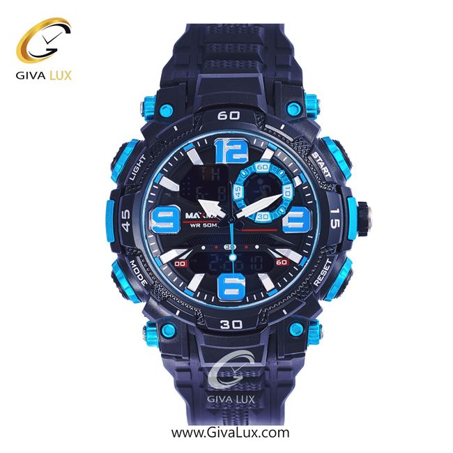 ساعت مچی اورجینال مکس فورت (MAXFORT) مردانه دو زمانه مشکی/ مشکی/ مشکی -  MX-1921/BB