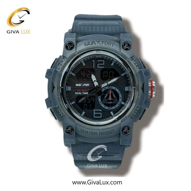 ساعت مچی اورجینال مردانه-اسپرت مکس فورت (MAXFORT) دو زمانه تیتانیوم | طوسی| مشکی| کد رفرنس MX8007-2-0