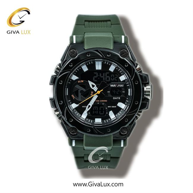 ساعت مچی اورجینال مردانه-اسپرت مکس فورت (MAXFORT) دو زمانه مشکی | سبز| مشکی| کد رفرنس MX8029-2-0