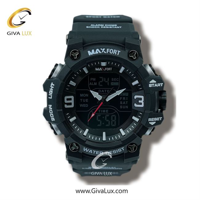 ساعت مچی اورجینال مردانه-اسپرت مکس فورت (MAXFORT) دو زمانه تیتانیوم | تیتانیوم(زغالی)| مشکی| کد رفرنس MX8049-1-0