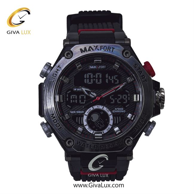 ساعت مچی اورجینال مردانه مکس فورت (MAXFORT) دو زمانه نقره ای | مشکی| مشکی| کد رفرنس MX-8069-40