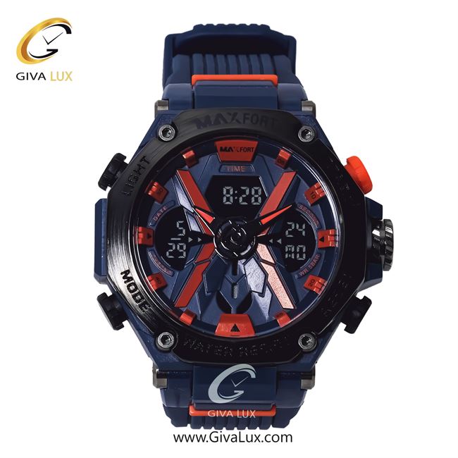 ساعت مچی اورجینال مردانه مکس فورت (MAXFORT) دو زمانه مشکی | سرمه ای| سرمه ای| کد رفرنس MX-8087-40