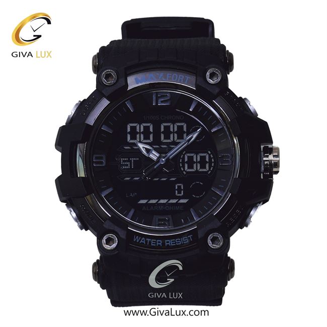 ساعت مچی اورجینال مردانه مکس فورت (MAXFORT) دو زمانه نقره ای-مشکی | مشکی| مشکی| کد رفرنس MX-8089-40