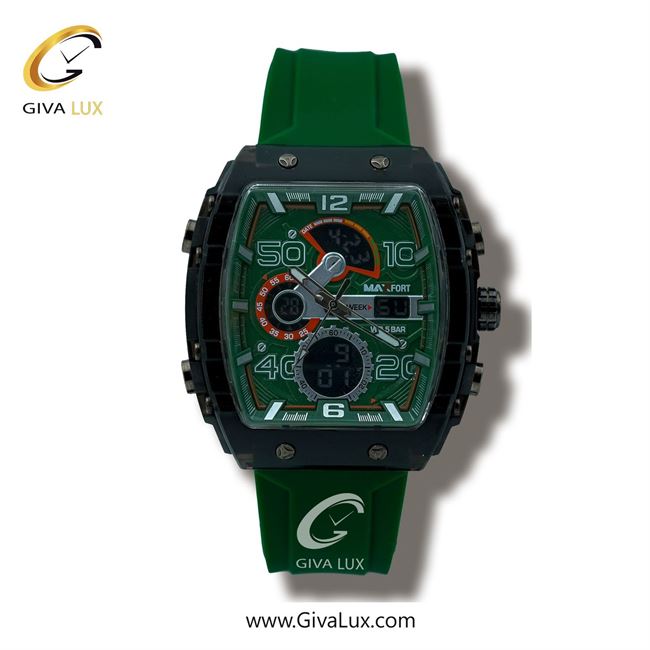 ساعت مچی اورجینال مردانه مکس فورت (MAXFORT) دو زمانه مشکی | سبز| سبز| کد رفرنس MX8109-2-0