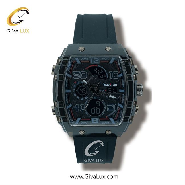 ساعت مچی اورجینال مردانه مکس فورت (MAXFORT) دو زمانه تیتانیوم | تیتانیوم(زغالی)| مشکی| کد رفرنس MX8109-3-0