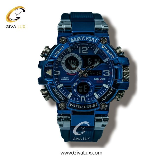 ساعت مچی اورجینال مردانه مکس فورت (MAXFORT) دو زمانه آبی | آبی| آبی| کد رفرنس MX8110-2-0