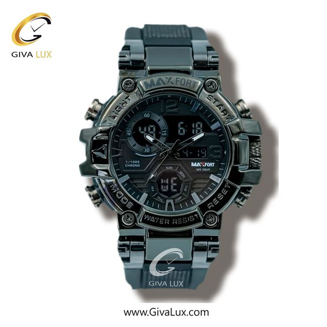 ساعت مچی اورجینال مردانه مکس فورت (MAXFORT) دو زمانه تیتانیوم | طوسی| دودی|تیتانیوم| کد رفرنس MX8110-3-0
