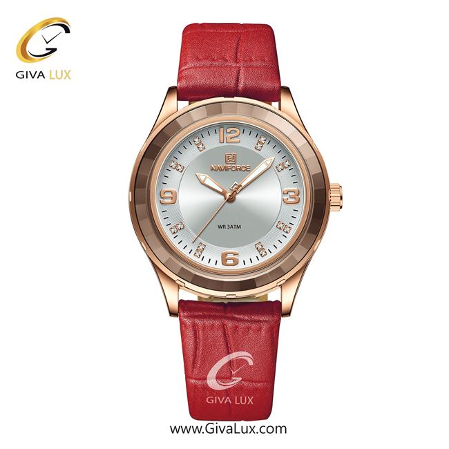 ساعت مچی اورجینال زنانه ناوی فورس|Naviforce|نوی فورس|نیوی فورس رزگلد | قرمز| نقره ای| کد رفرنس NF5040 RG/W/R