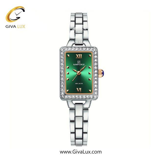 ساعت مچی اورجینال زنانه ناوی فورس|Naviforce|نوی فورس|نیوی فورس نقره ای | نقره ای| رزگلد-سبز| کد رفرنس NF5043 RG/GN