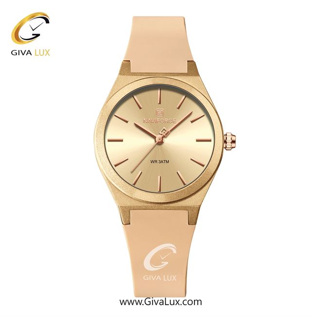 ساعت مچی اورجینال اسپرت-زنانه ناوی فورس|Naviforce|نوی فورس|نیوی فورس طلایی | بژ -کرم| طلایی| کد رفرنس NF5056 RG/RG