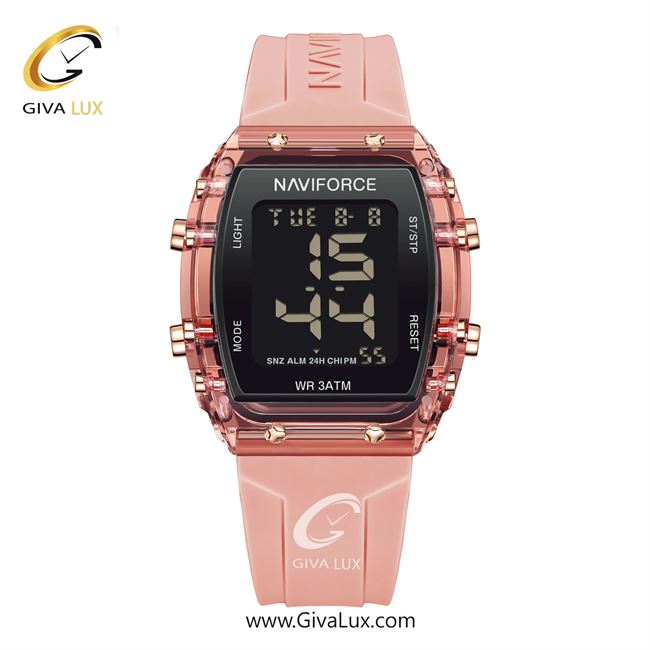 ساعت مچی اورجینال زنانه-اسپرت ناوی فورس|Naviforce|نوی فورس|نیوی فورس صورتی | صورتی| مشکی| کد رفرنس NF7102 P/P