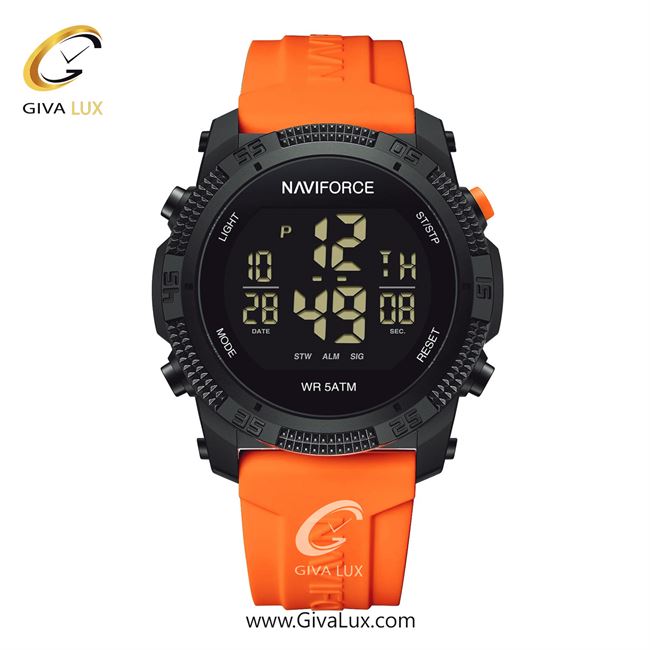 ساعت مچی اورجینال مردانه ناوی فورس|Naviforce|نوی فورس|نیوی فورس مشکی | نارنجی| مشکی| کد رفرنس NF7104-B/O