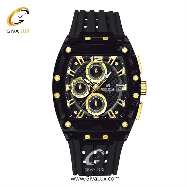 ساعت مچی اورجینال مردانه ناوی فورس|Naviforce|نوی فورس|نیوی فورس سه موتوره کرنوگراف مشکی | مشکی| مشکی-طلایی| کد رفرنس NF7105-B/G/B