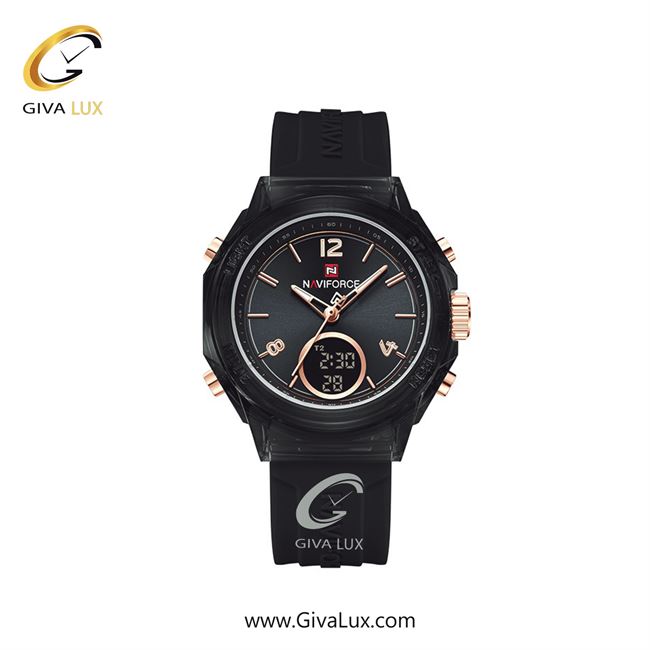 ساعت مچی اورجینال زنانه ناوی فورس|Naviforce|نوی فورس|نیوی فورس دو زمانه مشکی | مشکی| رزگلد-مشکی| کد رفرنس NF7109 B/B
