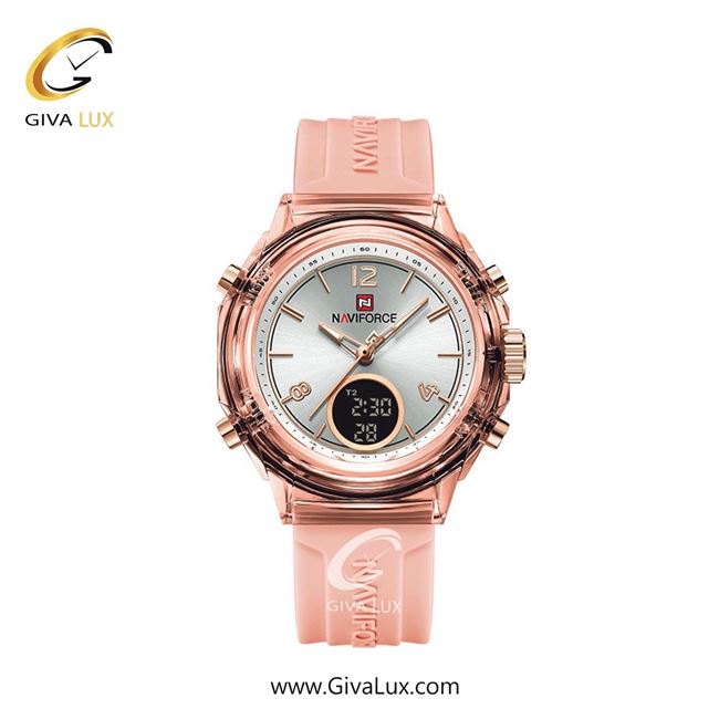 ساعت مچی اورجینال زنانه ناوی فورس|Naviforce|نوی فورس|نیوی فورس دو زمانه سفید-صورتی | صورتی| رزگلد-سفید| کد رفرنس NF7109  P/W
