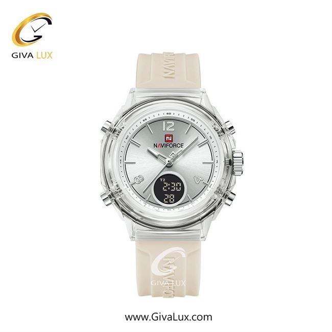 ساعت مچی اورجینال زنانه ناوی فورس|Naviforce|نوی فورس|نیوی فورس دو زمانه سفید | سفید| نقره ای-سفید| کد رفرنس NF7109  S/W