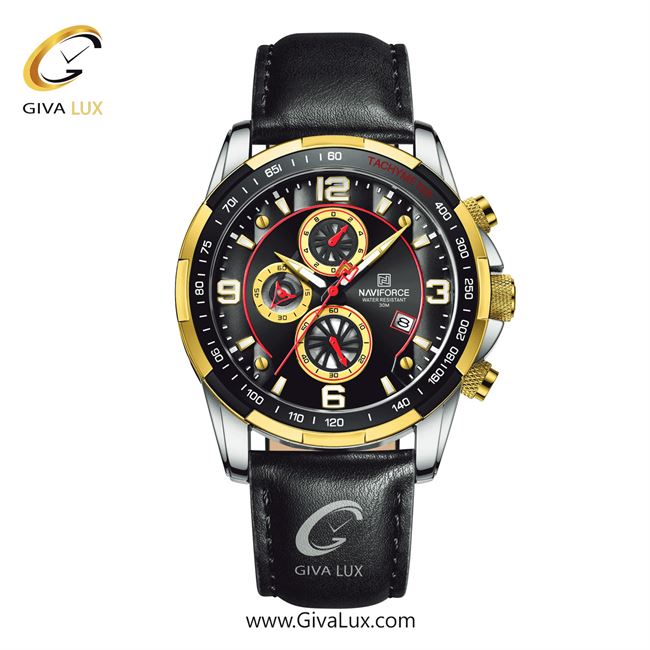 ساعت مچی اورجینال ناوی فورس مردانه سه موتوره کرنوگراف نقره ای | مشکی | مشکی | کد رفرنس NF8020-G/B/G