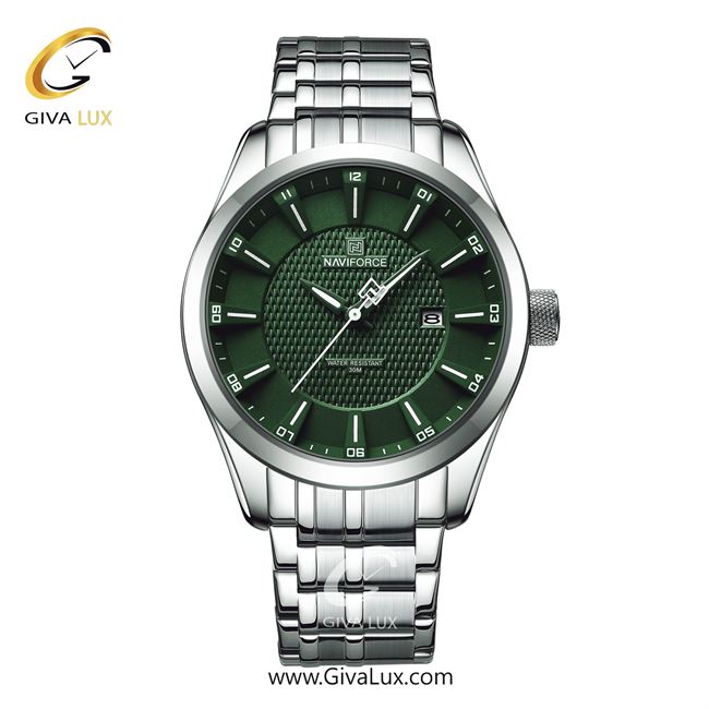 ساعت مچی اورجینال ناوی فورس مردانه نقره ای | نقره ای | سبز | کد رفرنس NF8032-S/GN