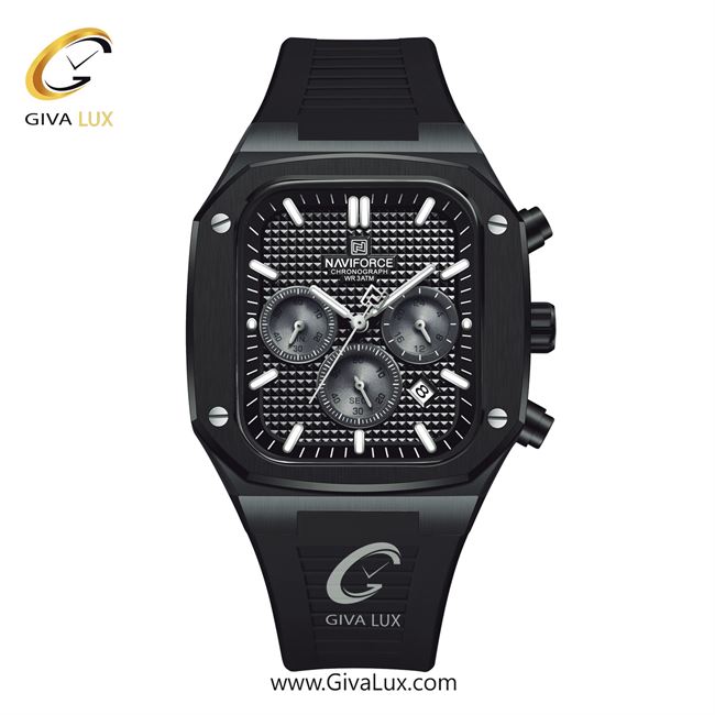 ساعت مچی اورجینال مردانه ناوی فورس|Naviforce|نوی فورس|نیوی فورس سه موتوره کرنوگراف مشکی | مشکی| مشکی| کد رفرنس NF8037