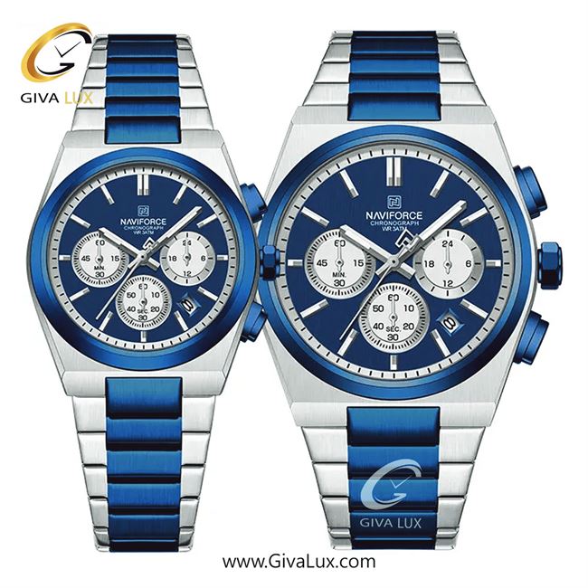 ساعت مچی اورجینال ناوی فورس ست سه موتوره کرنوگراف آبی-نقره ای | آبی-نقره ای | آبی | کد رفرنس NF8048-S/BE/BE