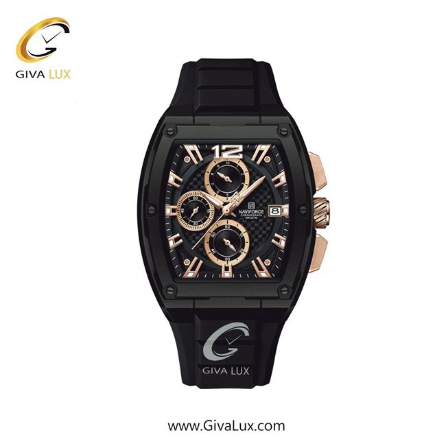 ساعت مچی اورجینال مردانه ناوی فورس|Naviforce|نوی فورس|نیوی فورس سه موتوره کرنوگراف مشکی | مشکی| رزگلد-مشکی| کد رفرنس NF8050 B/RG/B