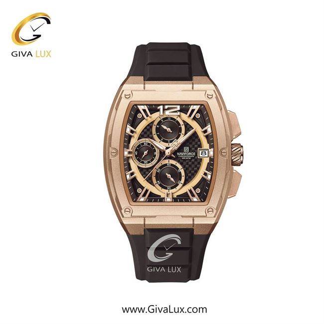 ساعت مچی اورجینال مردانه ناوی فورس|Naviforce|نوی فورس|نیوی فورس سه موتوره کرنوگراف رزگلد | قهوه ای| مشکی-رزگلد| کد رفرنس NF8050 RG/RG/CE