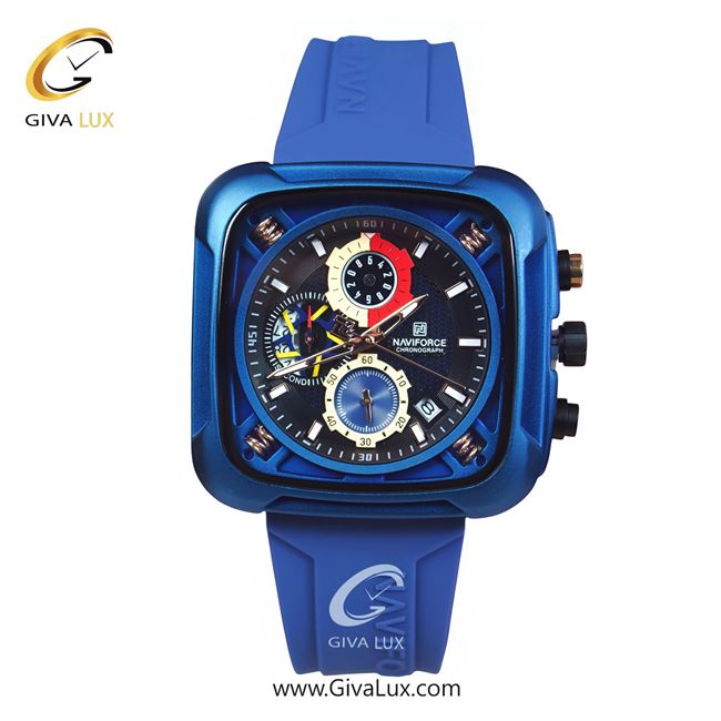 ساعت مچی اورجینال مردانه ناوی فورس|Naviforce|نوی فورس|نیوی فورس سه موتوره کرنوگراف آبی | آبی| سرمه ای| کد رفرنس NF8058 BE/BE/BE