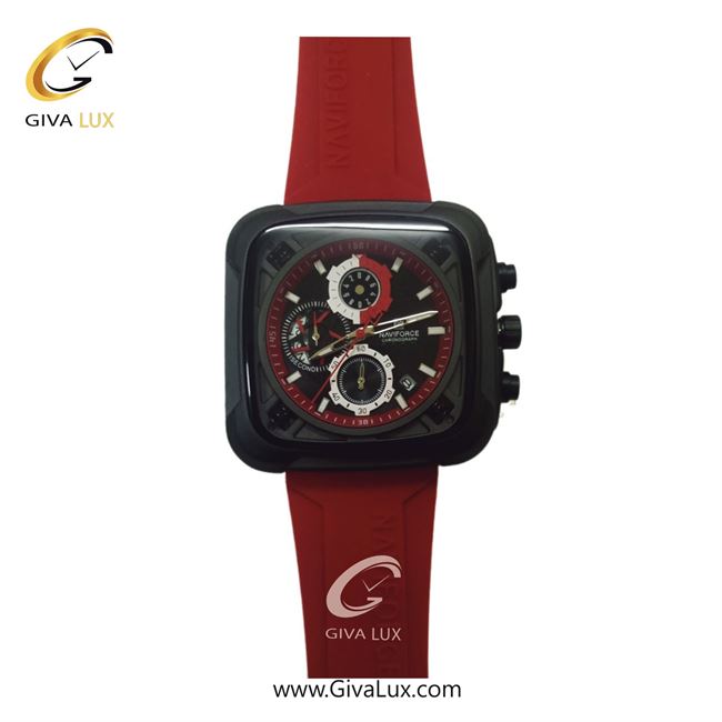 ساعت مچی اورجینال مردانه ناوی فورس|Naviforce|نوی فورس|نیوی فورس سه موتوره کرنوگراف مشکی | قرمز| مشکی-قرمز| کد رفرنس NF8058 B/R/R
