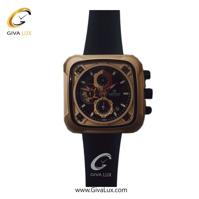 ساعت مچی اورجینال مردانه ناوی فورس|Naviforce|نوی فورس|نیوی فورس سه موتوره کرنوگراف رزگلد | مشکی| رزگلد-مشکی| کد رفرنس NF8058 RG/B/B