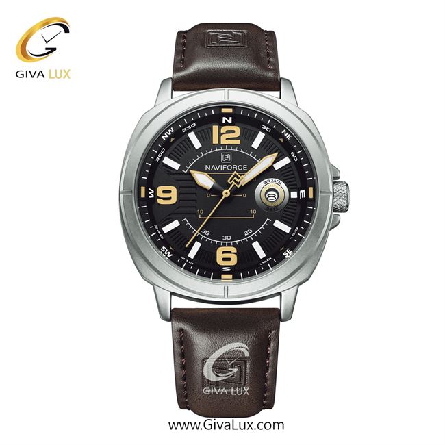ساعت مچی اورجینال مردانه ناوی فورس|Naviforce|نوی فورس|نیوی فورس نقره ای | قهوه ای| مشکی| کد رفرنس NF8078 S/Y/D.BN