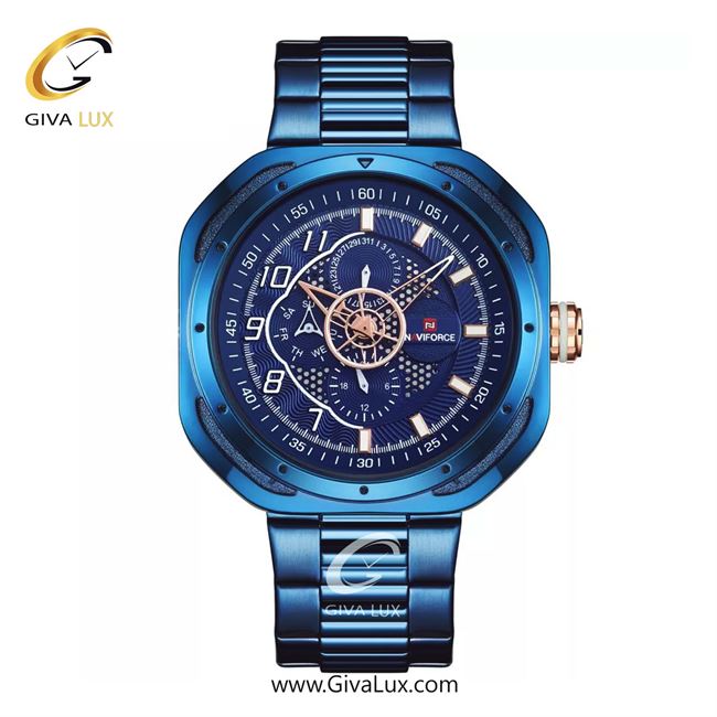 ساعت مچی مردانه بند فلزی آبی ناوی فورس (نیوی فورس) کد NF9141-BE/W/BE