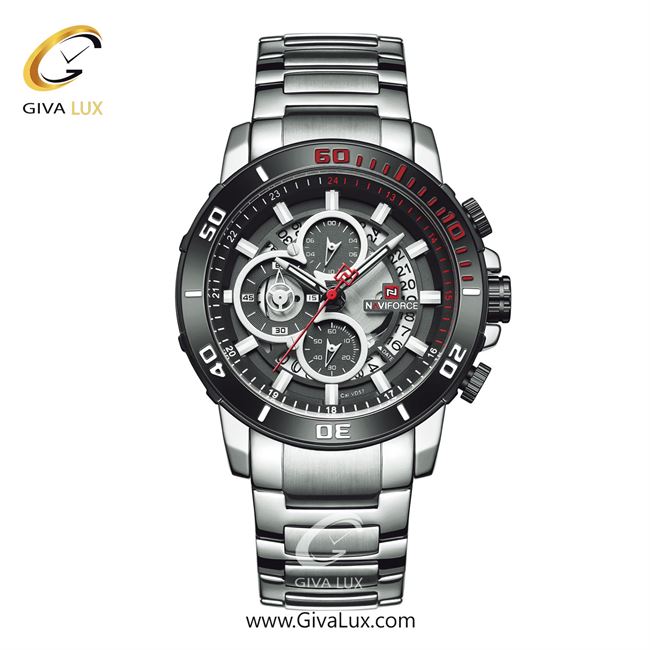 ساعت مچی مردانه بند فلزی نقره‌ای ناوی فورس (نیوی فورس) کد NF9174-S/B