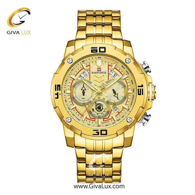 ساعت مچی اورجینال مردانه ناوی فورس|Naviforce|نوی فورس|نیوی فورس سه موتوره کرنوگراف طلایی | طلایی| طلایی| کد رفرنس NF9175