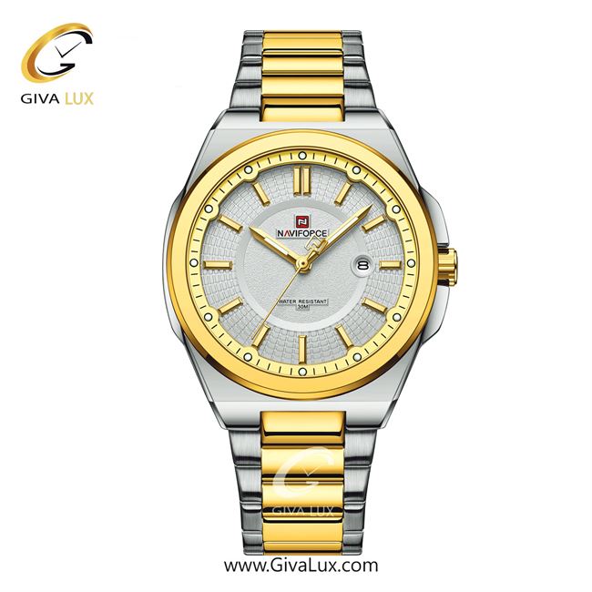 ساعت مچی اورجینال مردانه ناوی فورس|Naviforce|نوی فورس|نیوی فورس طلایی-نقره ای | نقره ای-طلایی| نقره ای| کد رفرنس NF9212