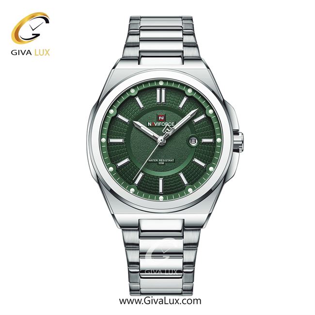 ساعت مچی اورجینال مردانه ناوی فورس|Naviforce|نوی فورس|نیوی فورس نقره ای | نقره ای| سبز| کد رفرنس NF9212