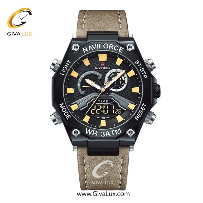 ساعت مچی اورجینال مردانه ناوی فورس|Naviforce|نوی فورس|نیوی فورس دو زمانه مشکی | کافی| مشکی| کد رفرنس NF9220 B/Y/BN