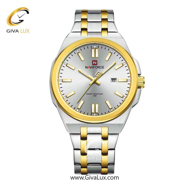 ساعت مچی اورجینال مردانه ناوی فورس|Naviforce|نوی فورس|نیوی فورس نقره ای-طلایی | نقره ای-طلایی| نقره ای| کد رفرنس NF9226