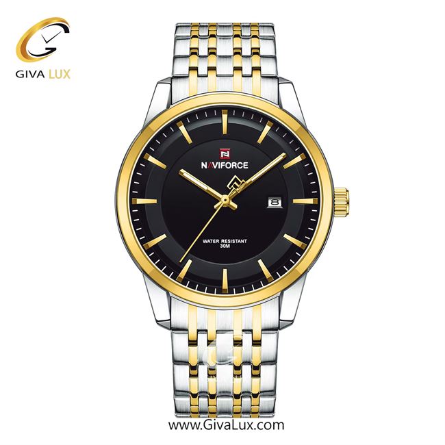 ساعت مچی اورجینال مردانه ناوی فورس|Naviforce|نوی فورس|نیوی فورس طلایی-نقره ای | نقره ای-طلایی| مشکی| کد رفرنس NF9228