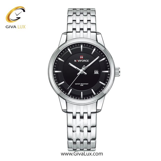 ساعت مچی اورجینال زنانه ناوی فورس|Naviforce|نوی فورس|نیوی فورس نقره ای | نقره ای| مشکی| کد رفرنس NF9228