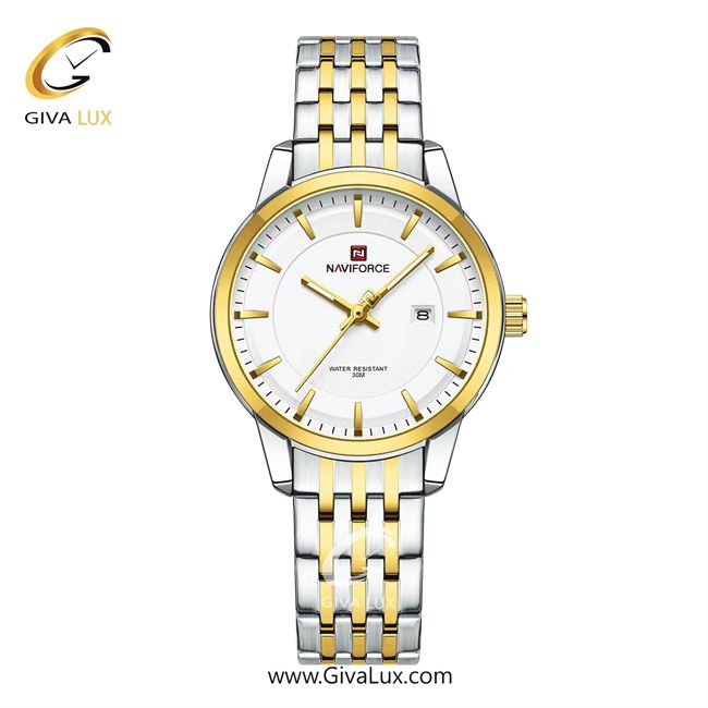 ساعت مچی اورجینال زنانه ناوی فورس|Naviforce|نوی فورس|نیوی فورس طلایی-نقره ای | طلایی-نقره ای| سفید| کد رفرنس NF9228
